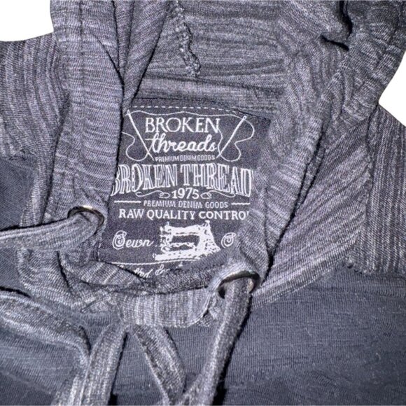 Broken Threads Boys Long Sleeve Hooded Shirt-Black-M-GUC - Picture 3 of 5
